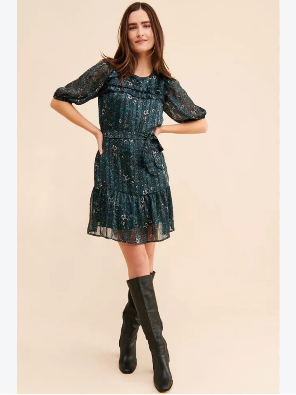 UO Du Paradis Ruffle Collar Mini Dress Sz S